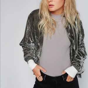 || Free People || Ruched Velvet Bomber Jacket